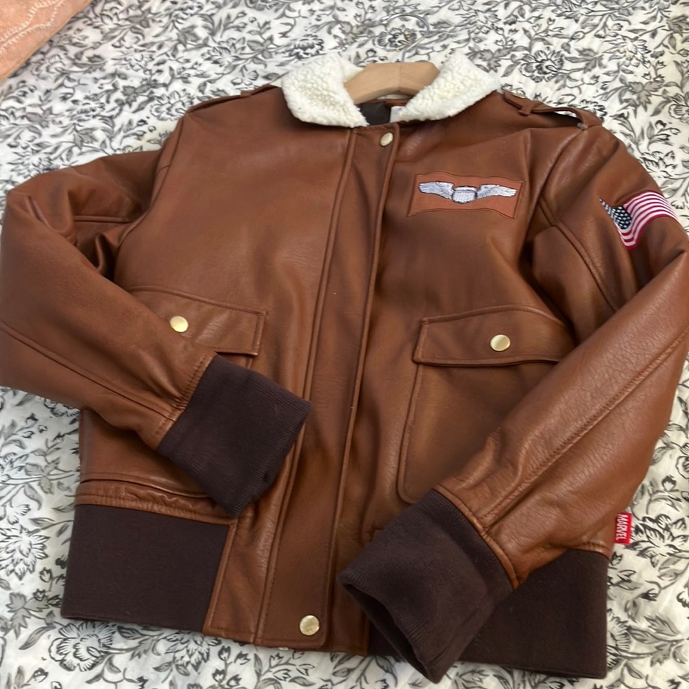 Disney Store Marvel's Captain Marvel Cosplay Brown  Aviator Bomber Jacket